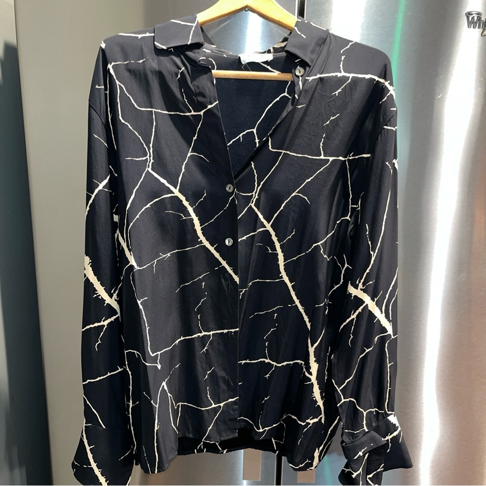 Margon Milano Black Silk Blouse - EU 44 - Designer - Made In Italy - Metallic